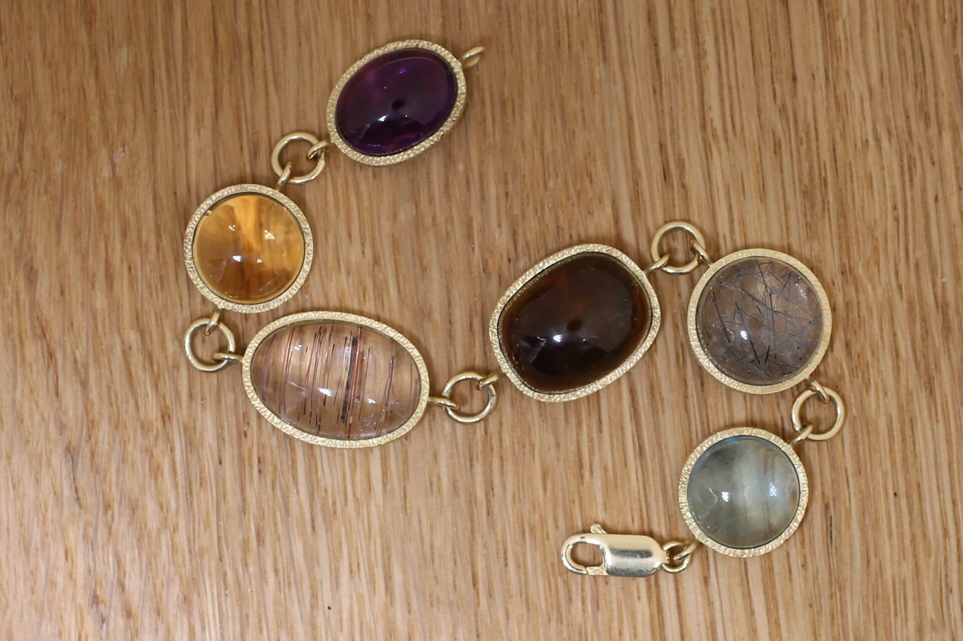 gold tourmaline quartz bracelet