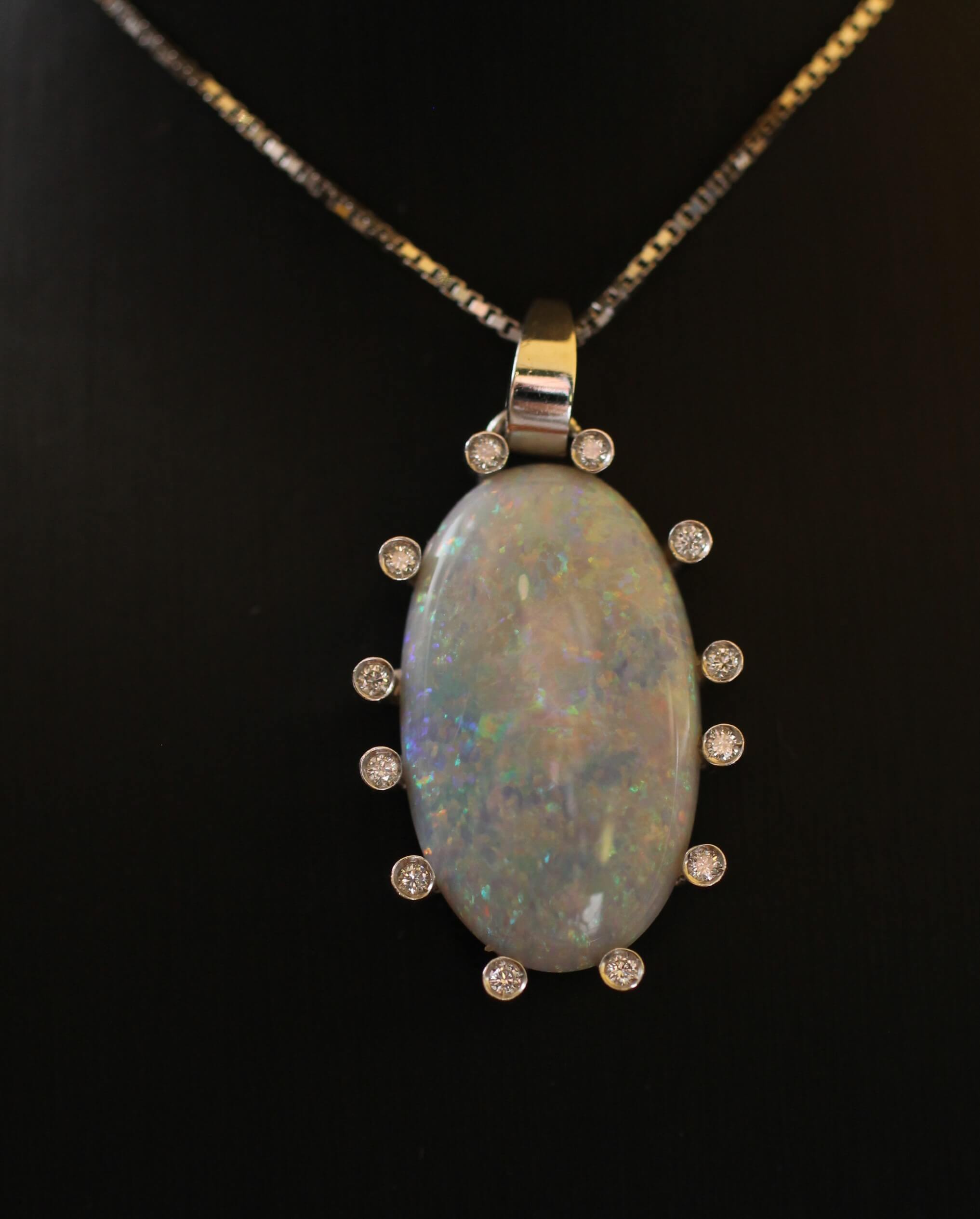 Gold, Opal, Diamonds Pendant