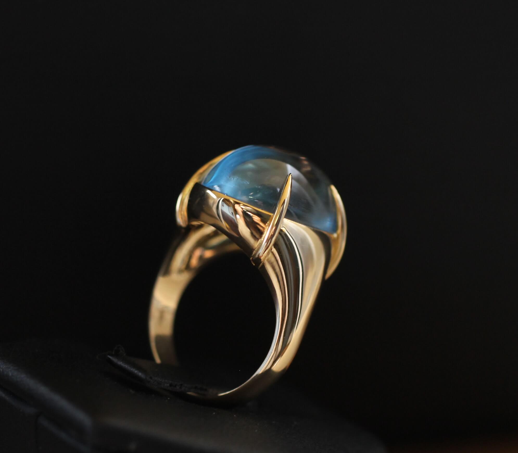 Anello in Oro e Topazio Azzurro