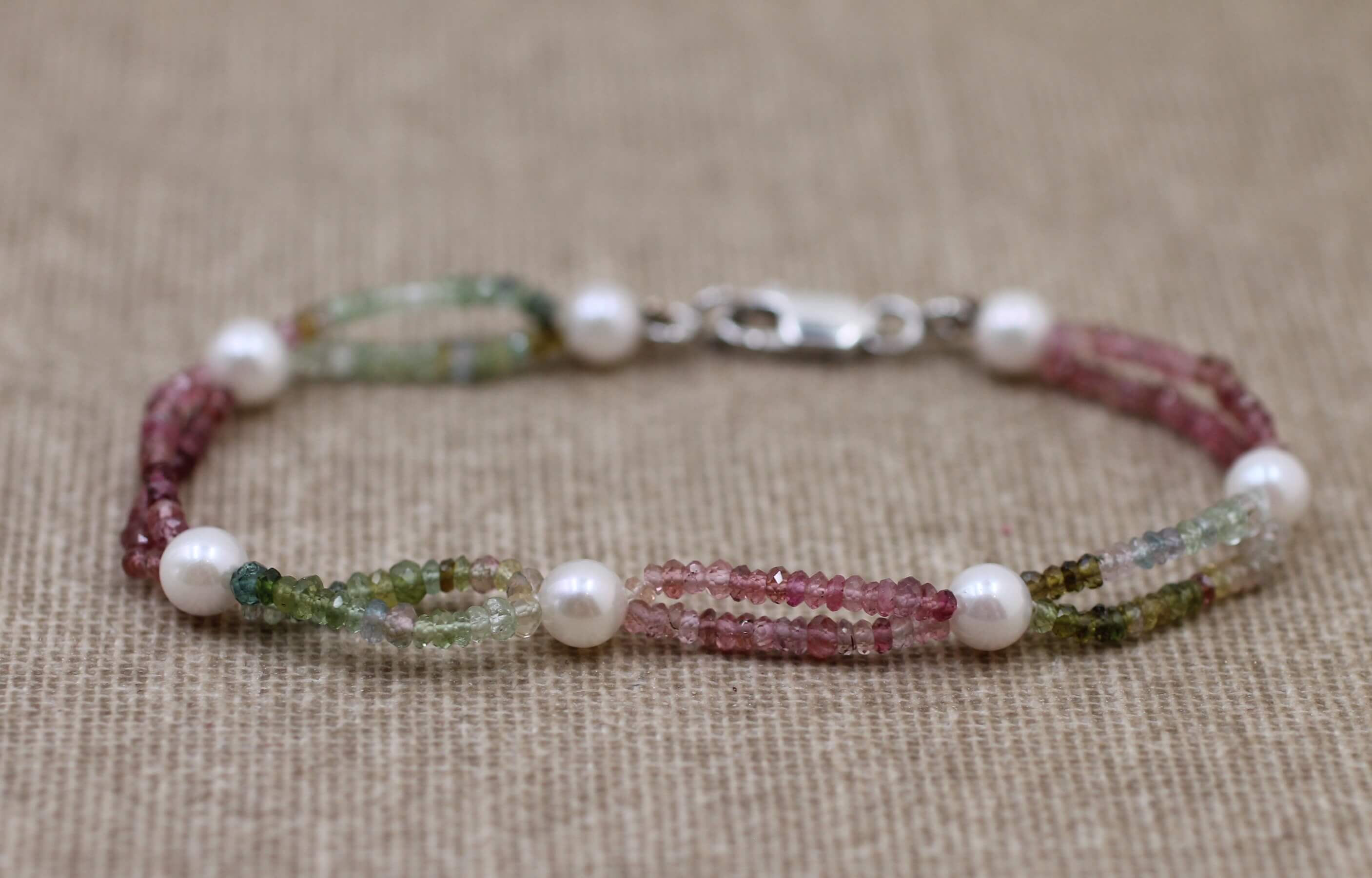 Bracciale con Tormaline e Perle giapponesi